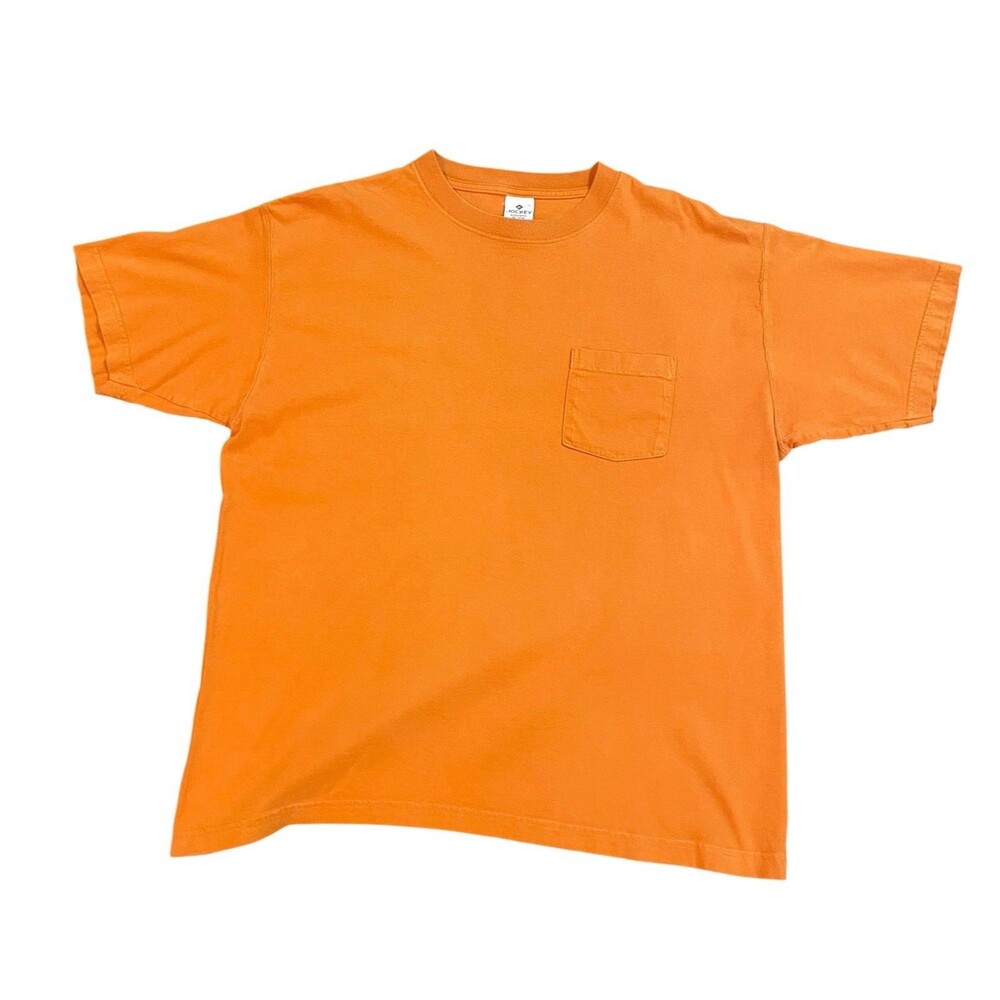 Vintage 90s Jockey Orange Blank Basic Pocket Tee Shirt Size Large